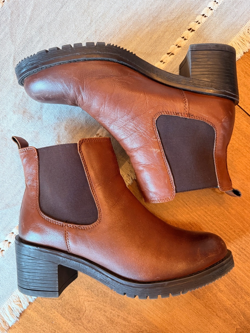 Brown Leather Chelsea Booties